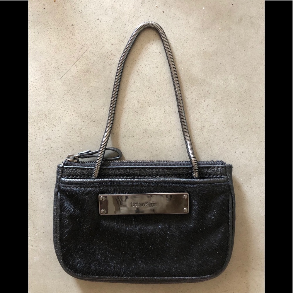Calvin Klein calf hair wristlet
